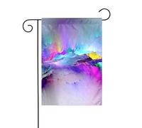 Drapeau de jardin double face pour extérieur 45 x 30 cm, peinture aurores boréales, bannière décorative d'extérieur pour terrasse, pelouse, ferme, résistant à la décoloration, drapeau de maison de