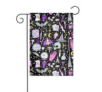 Drapeau de jardin double face pour extérieur 45 x 30 cm, sorcière magique, dessin bohème, bannière décorative d'extérieur pour terrasse, pelouse, ferme, maison de vacances, drapeau pour jardin et