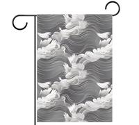 Drapeau de jardin double face pour l'extérieur, 12 x 18 pouces, drapeau de cour pour pelouse, patio, maison, art abstrait des vagues de l'océan