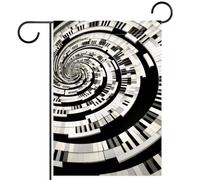 Drapeau de jardin double face pour l'extérieur, 12 x 18 pouces, drapeau de cour pour pelouse, patio, maison, motif abstrait de clavier de piano