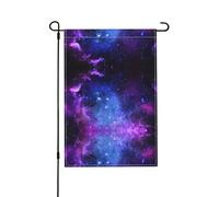 Drapeau de jardin double face pour l'extérieur de l'univers galaxie - Drapeau de cour vibrant et durable, drapeaux de pelouse polyvalents et petits drapeaux de jardin