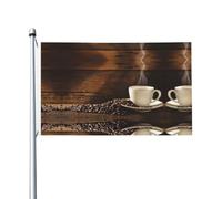 Drapeau de jardin double face pour tasse à café et grains de café, 90 x 150 cm, convient pour une utilisation toute l'année, pour décorer les porches, balcons et terrasses. Mât non inclus.