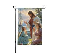 Drapeau de jardin double face représentant Jésus et une fille priant, 30,5 x 45,7 cm, décoration extérieure