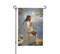 Drapeau de jardin double face représentant Jésus priant, 30,5 x 45,7 cm, décoration extérieure