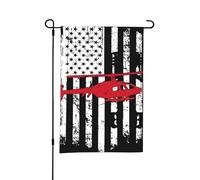 Drapeau de jardin double face représentant un hélicoptère rouge sur un drapeau américain, idéal pour l'extérieur ou le jardin, 45,7 x 30,5 cm