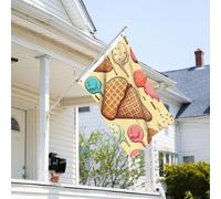 Drapeau de jardin double face résistant à la décoloration avec œillets en laiton pour pelouse, porche - 91 x 60 cm - Résistant à la décoloration - Bannière décorative d'extérieur - Motif crème glacée