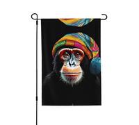 Drapeau de jardin double face singe 71,1 x 101,6 cm (léger) - Impression intégrale vive pour cour, jardin, terrasse ou porche