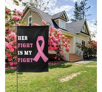 Drapeau de jardin double face « Son combat est mon combat », sensibilisation au cancer du sein, 28 x 40 pouces, décoration extérieure