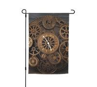Drapeau de jardin double face Steampunk Engrenages Horloge Drapeaux Petits drapeaux de jardin pour l'extérieur 30,5 x 45,7 cm Drapeau décoratif vertical pour toutes les saisons