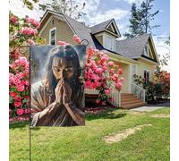 Drapeau de jardin double face style B, peinture de Jésus Divine Miséricorde, 28 x 40 pouces, décoration extérieure