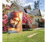 Drapeau de jardin double face style C, peinture murale chrétienne « La Divine Miséricorde de Dieu », décoration extérieure de jardin, 28 x 40 pouces