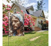 Drapeau de jardin double face style D, images murales de Jésus, décoration extérieure de jardin, 28 x 40 pouces