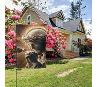 Drapeau de jardin double face style D, peinture murale chrétienne « La Divine Miséricorde de Dieu », décoration extérieure de jardin, 28 x 40 pouces