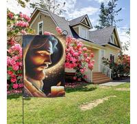 Drapeau de jardin double face style F, peinture murale chrétienne « La Divine Miséricorde de Dieu », décoration extérieure de jardin, 28 x 40 pouces