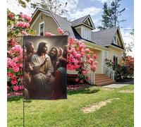 Drapeau de jardin double face style J, peinture murale chrétienne « La Divine Miséricorde de Dieu », décoration extérieure de jardin, 28 x 40 pouces