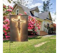 Drapeau de jardin double face style K, peinture murale chrétienne « La Divine Miséricorde de Dieu », décoration extérieure de jardin, 28 x 40 pouces