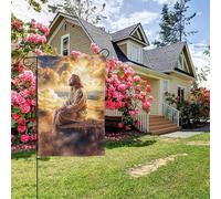 Drapeau de jardin double face style L, motif mural chrétien, « La Divine Miséricorde de Dieu », 28 x 40 pouces, décoration extérieure