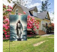 Drapeau de jardin double face style M, peinture murale chrétienne « La Divine Miséricorde de Dieu », décoration extérieure de jardin, 28 x 40 pouces