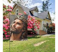 Drapeau de jardin double face style P, peinture murale chrétienne « La Divine Miséricorde de Dieu », décoration extérieure de jardin, 28 x 40 pouces