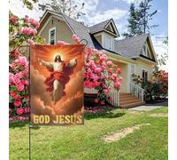 Drapeau de jardin double face style R, peinture murale chrétienne « La Divine Miséricorde de Dieu », décoration extérieure de jardin, 28 x 40 pouces