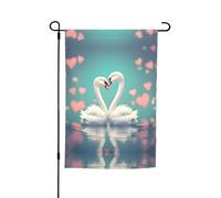 Drapeau de jardin double face The Swan in Love, 30,5 x 45,7 cm, décoration extérieure, impression intégrale résistante à la décoloration, bannière décorative saisonnière pour terrasse, pelouse