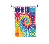 Drapeau de jardin double face Tie Dye arc-en-ciel 71,1 x 101,6 cm (léger) - Impression intégrale vibrante pour cour, jardin, terrasse ou porche