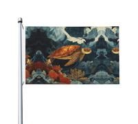 Drapeau de jardin double face tortue de mer marron, 90 x 150 cm, convient pour une utilisation toute l'année, pour décorer les porches, balcons et terrasses. Mât non inclus.