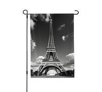 Drapeau de jardin double face Tour Eiffel et nuage de Paris 71 x 102 cm, bannière décorative pour porche, pelouse, terrasse, toutes saisons