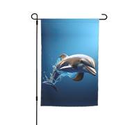 Drapeau de jardin double face unique avec imprimé dauphin en 3D pour décorations extérieures