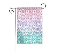 Drapeau de jardin double face vertical double face sirène rose violet aqua imprimé thé 30,5 x 45,7 cm