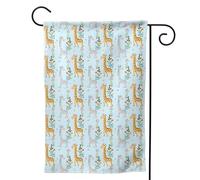 Drapeau de jardin double face vertical imprimé girafe mignon fleurs bannière 71 x 101,6 cm décoration extérieure
