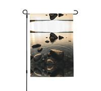 Drapeau de jardin double face Zen Stone 71,1 x 101,6 cm (léger) - Impression intégrale vibrante pour cour, jardin, terrasse ou porche