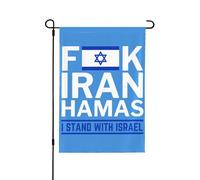 Drapeau de jardin double format 12x18 vertical « F Iran Fuck Hamas Support Israel Strong Free I Stand With Israel » (Iran, Nique le Hamas, Soutien à Israël, Fort, Libre, Je suis avec Israël) - Décorat