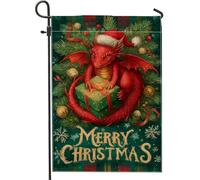 Drapeau de jardin dragon - Cadeau festif - Arbre de Noël - Rouge - Double face - Décoration extérieure pour extérieur, porche, pelouse, terrasse, 30,5 x 45,7 cm