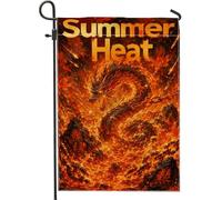 Drapeau de jardin Dragon - Chaînes de feu épiques - Orange - Double face - Petit drapeau de jardin pour extérieur, terrasse, pelouse, porche, balcon - 30,5 x 45,7 cm