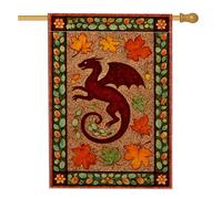 Drapeau de jardin dragon d'automne, bannière de décoration d'automne, bannière décorative double face en toile de jute, décoration de pelouse extérieure, 71,1 x 101,6 cm
