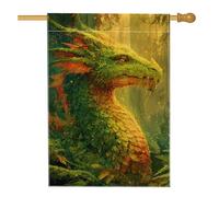 Drapeau de jardin dragon de la forêt enchantée, bannière de décoration d'intérieur, bannière double face en toile de jute, décoration extérieure saisonnière 71,1 x 101,6 cm