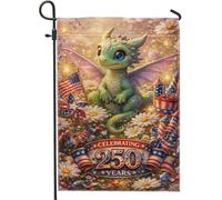 Drapeau de jardin dragon, drapeaux festifs fantaisistes en toile de jute verte double face pour extérieur, porche, pelouse, terrasse, 30,5 x 45,7 cm