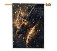 Drapeau de jardin dragon fantastique, bannière de décoration extérieure motif dragon noir flamboyant, drapeau de cour double face en toile de jute, décoration de pelouse d'automne d'Halloween 30,5 x