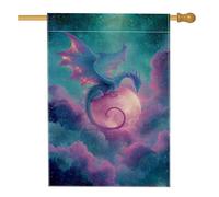 Drapeau de jardin dragon fantastique, bannière décorative double face colorée avec nuages au clair de lune, décoration de pelouse de printemps et d'été, 71,1 x 101,6 cm