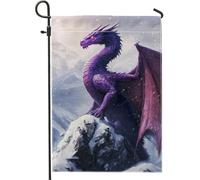 Drapeau de jardin dragon fantastique, créature mythique violette, décoration extérieure, œuvre d'art double face pour décoration d'intérieur, bannière unique de pelouse 30,5 x 45,7 cm