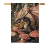 Drapeau de jardin dragon fantastique, gris foncé, créature mythique pour décoration d'intérieur, bannière de jardin, drapeau en tissu double face, décoration de pelouse pour festivals d'automne, 71 x