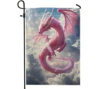 Drapeau de jardin dragon fantastique, pêche dragon céleste, décorations d'extérieur, drapeaux de cour d'art double face pour décoration d'intérieur saisonnière, accessoires de jardin de style enchanté