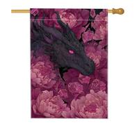 Drapeau de jardin dragon mystique - Bannière florale violet foncé - Décoration d'intérieur double face pour l'automne et Halloween - 71 x 101 cm