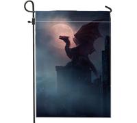 Drapeau de jardin dragon mystique, rouge foncé, décoration fantaisie pour l'automne et Halloween, bannière extérieure double face en polyester, décoration de pelouse pour la maison et le jardin, 30,5