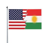 Drapeau de Jardin Drapeau du Kurdistan et de l'Amérique Drapeaux 90X150cm