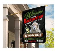 Drapeau De Jardin Drôle Drapeaux De Pirate Double Face Jardin Signe Élevage De Chèvres, Volailles, Vin. Bienvenue Dans Notre Bar De Jardin Où C'Est Toujours L'Happy Hour ! S
