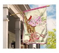 Drapeau De Jardin Drôle Jardin Signe Durable Drapeau De Décoration Décoration Pour Porche Pelouse Balcon Cardinal Et Saxophone Quand Les Mots Manquent, La Musique Parle M