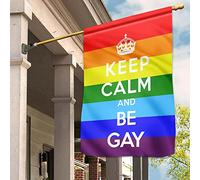 Drapeau De Jardin Drôle Jardin Signe Supérieure Drapeaux De Vacances Décoration Pour Patio Pelouse Balcon Gardez Votre Calme Et Soyez Gay Couronne Du Mois Des Fiertés Lgbt Arc-En-Ciel S