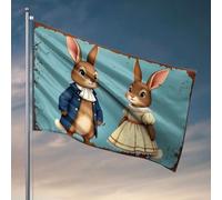 Drapeau de jardin drôle Un couple de lapins habillé en tenue formelle. Drapeau cadeau pour mari, décoration de bureau pour homme (60 x 90 cm)